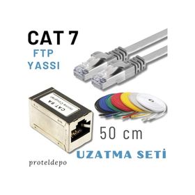 IRENIS CAT7 Yassı FTP Gri 50 cm Ethernet Network Lan İnternet Kablosu