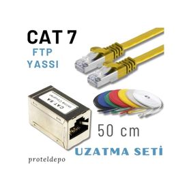 IRENIS CAT7 Yassı FTP Sarı 50 cm Ethernet Network Lan İnternet Kablosu