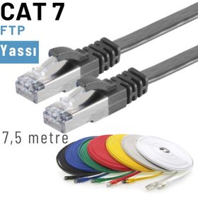 IRENIS CAT7 Yassı FTP Siyah 7.5 Metre Ethernet Network Lan İnternet Kablosu