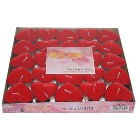 İrhanlar 50 Adet Tea Light Kalpli Kırmızı Mum