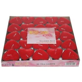 İrhanlar 50 Adet Tea Light Kalpli Kırmızı Mum