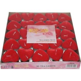 İrhanlar 50 Adet Tea Light Kalpli Kırmızı Mum