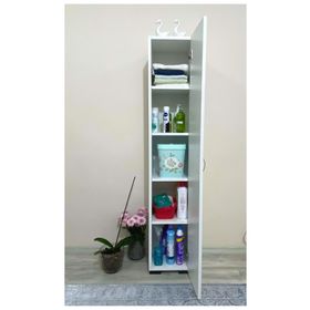 Irmak Mobilya Beyaz 5 Raflı Tek Kapak Çok Amaçlı Banyo Mutfak Kiler Erzak Dolabı