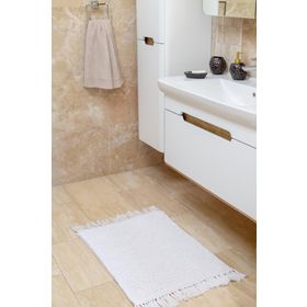 İrya Lavish Beyaz 50x70 cm %100 Pamuk El Örgüsü Banyo Paspası