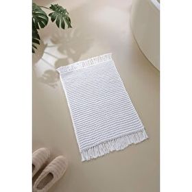 İrya Lavish Beyaz 50x70 cm %100 Pamuk El Örgüsü Banyo Paspası