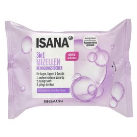 Isana 25'li 3 in 1 Kuru ve Hassas Ciltler İçin Yüz Temizleme Mendili