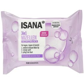 Isana 25'li 3 in 1 Kuru ve Hassas Ciltler İçin Yüz Temizleme Mendili