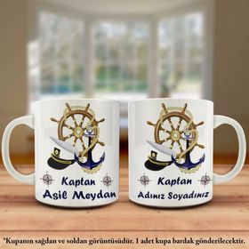 İsme Özel Kaptan Mesleği Tasarımlı Kupa Bardak