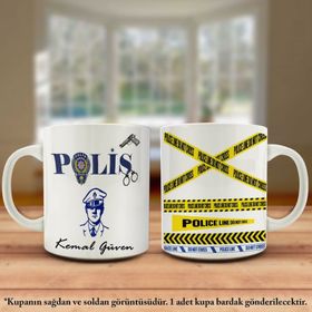 İsme Özel Polis Mesleği Tasarımlı Kupa Bardak