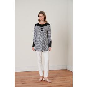 Işşıl 04067 Çizgili Viskon Mini Üçlü Fiyonk Hamile Bluzu