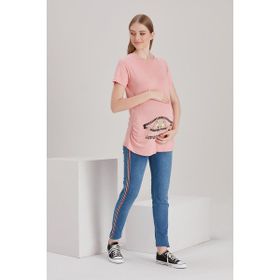 Işşıl 4473 Fermuardan Bakan Bebek Viskon Hamile Kısa Kol T-shirt