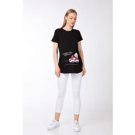 Işşıl 4474 Babasının Oğlu Geliyoor Viskon Hamile Kısa Kol T-Shirt