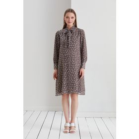 Işşıl 5065 Leopar Desen Fular Yaka Crep Şifon Tunik Hamile Elbise