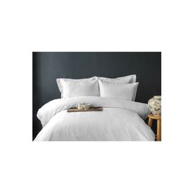 Issimo Pure White Ekose Saten Çift Kişilik Nevresim Takımı