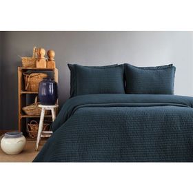 Issimo Savanna 240x260 cm Yıkanmış %100 Pamuk Poplin Lacivert Yatak Örtüsü
