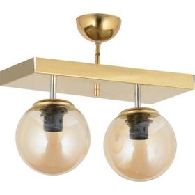İstanbul Avize Lara 2'li Caka Gold Sarı Glop Camlı Avize