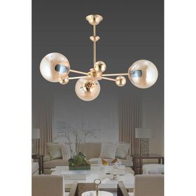 İstanbul Avize Nairobi 3'lü Gold Sarı Glop Camlı Avize