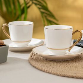 İstanbul Porselen Semin 140 ml 2 Kişilik Gold Kahve Fincan Takımı