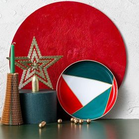 İstanbul Porselen Starlight Fine Bone New Year Yılbaşı Multicolor 21 CM Pasta Tabağı