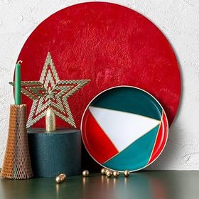 İstanbul Porselen Starlight Fine Bone New Year Yılbaşı Multicolor 21 CM Pasta Tabağı