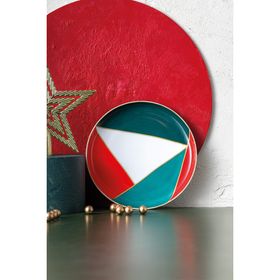 İstanbul Porselen Starlight Fine Bone New Year Yılbaşı Multicolor 21 CM Pasta Tabağı