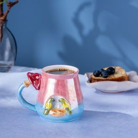 İstanbul Porselen Tropikal 400 ml Pembe Kupa