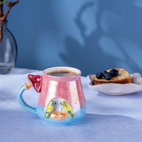 İstanbul Porselen Tropikal 400 ml Pembe Kupa