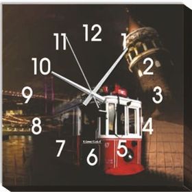 İstanbul Ve Gece Duvar SaatiKanvas Tablo