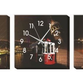 İstanbul Ve Gece Duvar SaatiKanvas Tablo