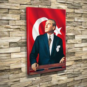 İSTikbal Göklerdedir Mustafa Kemal Atatürk Bayrak 35x50 cm Kanvas Tablo
