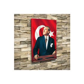 İSTikbal Göklerdedir Mustafa Kemal Atatürk Bayrak 35x50 cm Kanvas Tablo