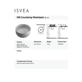 Isvea 10NF66036 Infinity Artisan Origin 36 cm Beyaz Extra Dekor Deliksiz Tezgah Üzeri Çanak Lavabo