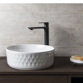 Isvea 10NF67036 Infinity Artisan Diamond 36 cm Beyaz Extra Dekor Deliksiz Çanak Tezgah Üzeri Lavabo