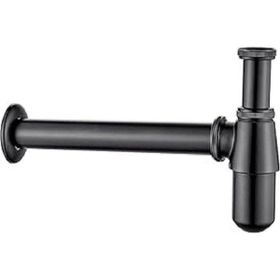 Isvea Mat Siyah Seramik Basaç Sifon Kapağı Metal Taslı Mat Siyah Lavabo Sifonu