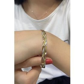 İtalyan Kleopatra Yassı Örme 3 Renk Gümüş Bileklik