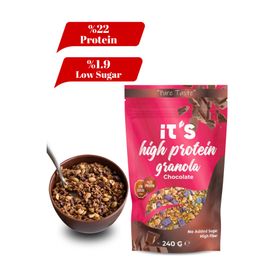 It's 240 gr Yüksek Protein Şekersiz Çikolatalı Granola