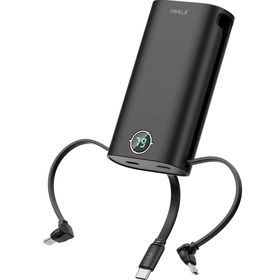 İwalk DBL10000S Çoklu Dahili Kablolu PD Hızlı Şarj 9.000 mAh Siyah Powerbank