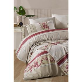 İyi Geceler İstanbul Cotton Life 200x220 cm Firuze Bej Çift Kişilik Nevresim Takımı