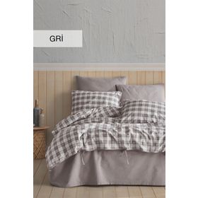İyi Geceler İstanbul Go Free 160x220 cm Gri Tek Kişilik Pamuklu Nevresim Takımı