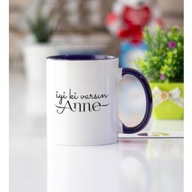 İyi Ki Varsın Anne Lacivert Kupa Bardak
