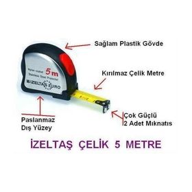 İzeltaş 0588150015 5 m Krom Stoplu Şerit Metre