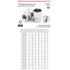 İzeltaş 1113061020 1-2" 20 mm Altı Köşe Lokma Krom Anahtar