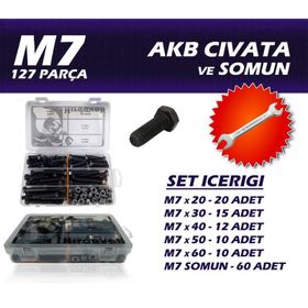 İzeltaş 127 Parça M7 Akb Civata ve Somun Seti Anahtar