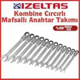 İzeltaş 12'li Mafsallı Cırcır Kombine Anahtar Takımı
