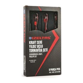 İzeltaş 4120 6 Parça Kraft Serisi Yıldız Uçlu Tornavida Seti