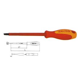 İzeltaş 4140174100 4x100 1000 V Elektrikçi İzoleli Düz Tornavida