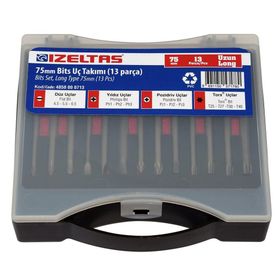 İzeltaş 4850000713 75 mm 13 Parça Uzun Bits Uç Takımı