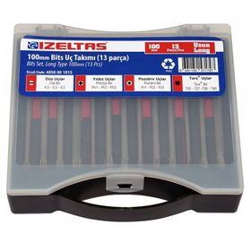 İzeltaş 4850001013 100 mm 13 Parça Uzun Bits Uç Takımı