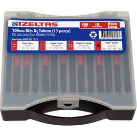 İzeltaş 4850001013 100 mm 13 Parça Uzun Bits Uç Takımı