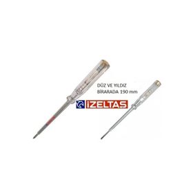 İzeltaş 5'er Adet Düz &yıldız Uçlu 190 Mm Elektrik Kontrol Kalemi Tornavida